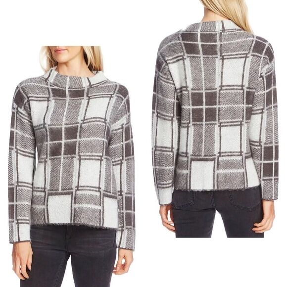 Vince Camuto Plaid Mock-Neck Sweater - Picture 1 of 7